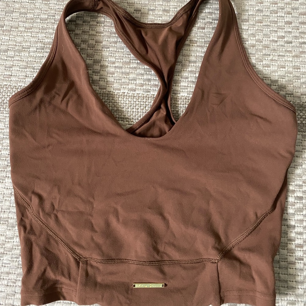 Whitney Simmons x Gymshark Crop Tank in Dandelion Brown size S